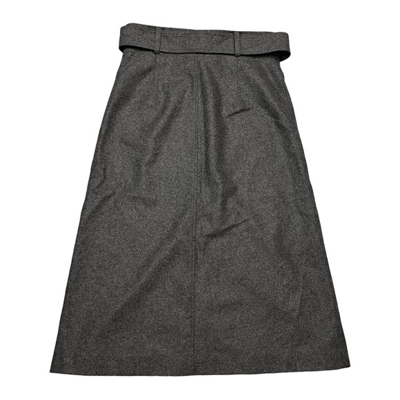 G Label By Goop Virgin Wool Belted Midi Skirt Size 8 Charcoal Gray Made In Italy - Picture 2 of 12